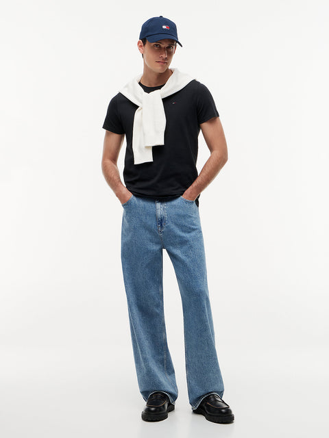 Tommy Hilfiger Men's Black Tommy Flag Extra Slim Jersey T-Shirt | Tommy Hilfiger in Lebanon