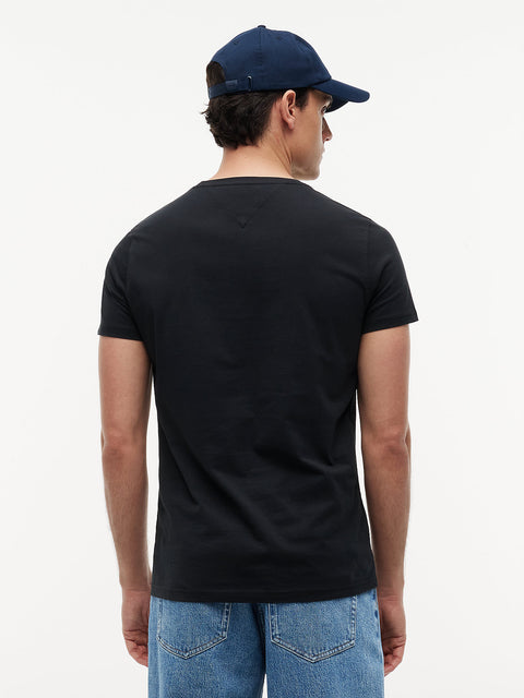 Tommy Hilfiger Men's Black Tommy Flag Extra Slim Jersey T-Shirt | Tommy Hilfiger in Lebanon