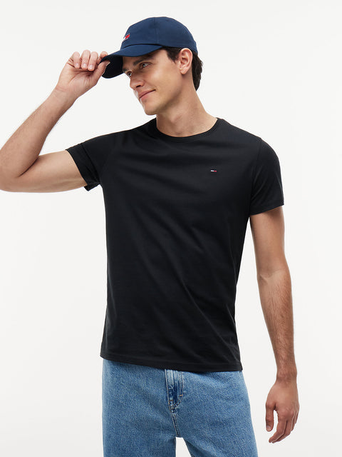 Tommy Hilfiger Men's Black Tommy Flag Extra Slim Jersey T-Shirt | Tommy Hilfiger in Lebanon