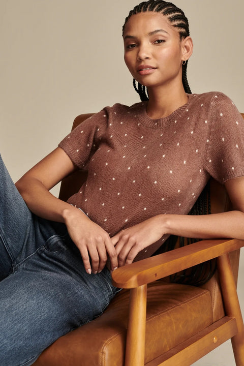 Lucky Brand Women's Light Brown  Dot Print knitted  T-Shirt | Lucky Brand in Lebanon