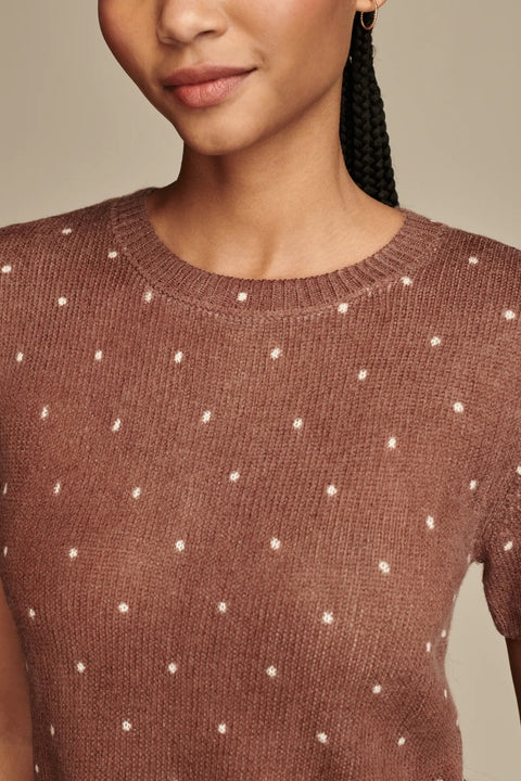 Lucky Brand Women's Light Brown  Dot Print knitted  T-Shirt | Lucky Brand in Lebanon