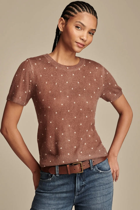 Lucky Brand Women's Light Brown  Dot Print knitted  T-Shirt | Lucky Brand in Lebanon