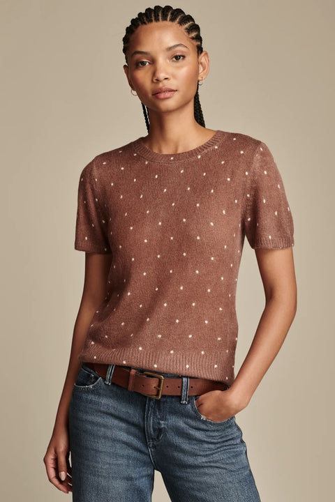 Lucky Brand Women's Light Brown  Dot Print knitted  T-Shirt | Lucky Brand in Lebanon