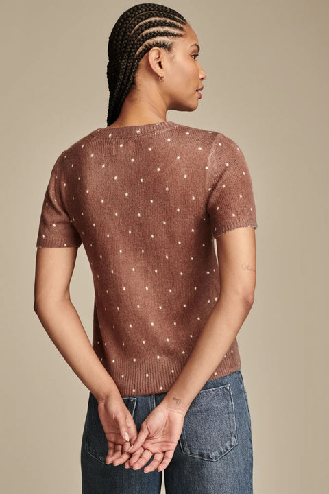 Lucky Brand Women's Light Brown  Dot Print knitted  T-Shirt | Lucky Brand in Lebanon