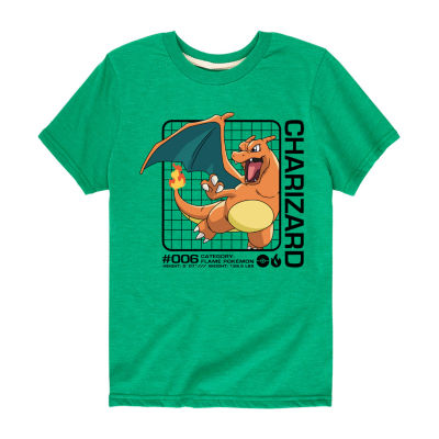 Pokémon Big Boy's Green Charizard Stats Fitted Graphic T-Shirt|Pokémon In Lebanon