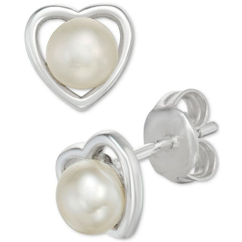R.H Macy & Co Women's Silver Pearl Necklace & Heart Stud Earrings Set | R.H Macy & Co In Lebanon