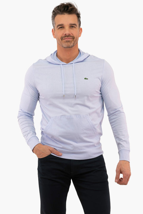 Lacoste Men's Pale Blue Long Sleeve Jersey Hoodie With Kangaroo Pocket | Lacoste In Lebanon