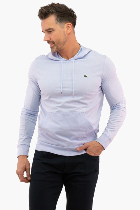 Lacoste Men's Pale Blue Long Sleeve Jersey Hoodie With Kangaroo Pocket | Lacoste In Lebanon