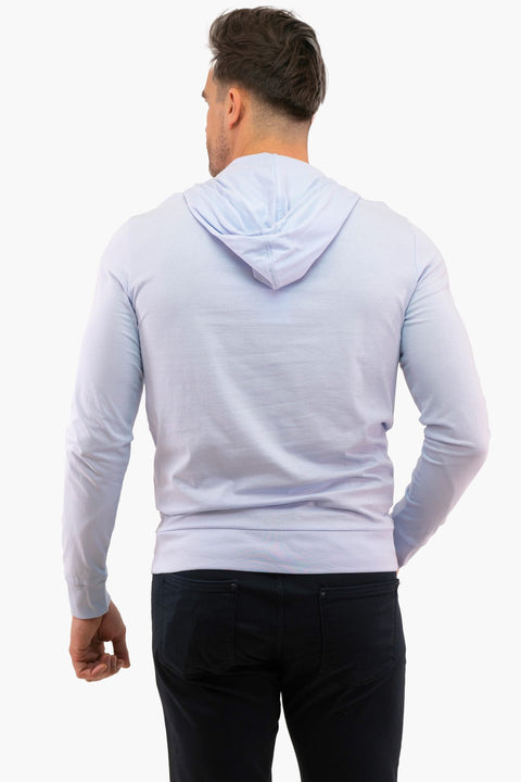 Lacoste Men's Pale Blue Long Sleeve Jersey Hoodie With Kangaroo Pocket | Lacoste In Lebanon