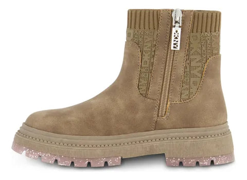DKNY Girl's White Brown Crissa Stretch Ankle Boot | DKNY In Lebanon