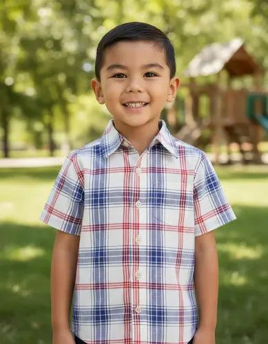 OshKosh B'gosh Boys' Multicolor Plaid Short Sleeve Woven Shirt | OshKosh B'gosh in Lebanon