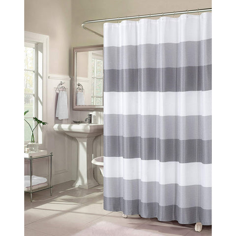 Ellen Tracy Gray Waffle Weave Ombre Stripe Fabric Shower Curtain | Ellen Tracy In Lebanon