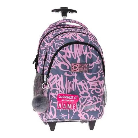 Play Remax Girl's Gray & Pink Trolly Bag 49x34x24 cm | Play Remax In Lebanon