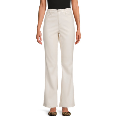 Dollhouse Women's Off White Leather High Rise Flare Pants | Dollhouse In Lebanon