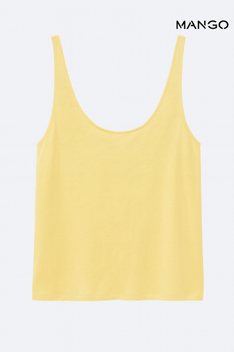 Mango Women's Yellow Sleeveless Blouse| Mango in Lebanon