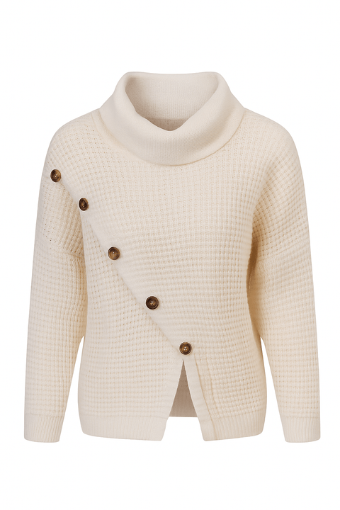 Venca Women's White Knitted Turtle Neck Sweater | Venca In Lebanon