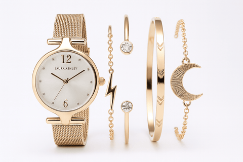 Laura Ashley Women's Silver 4 Pcs Bracelet Collection With Watch | Laura Ashley In Lebanon