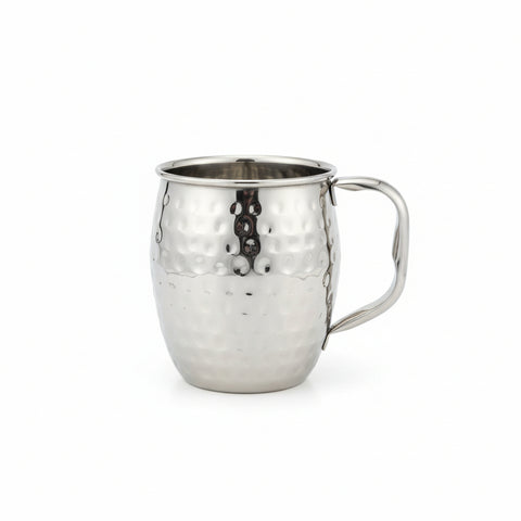 Silver textured container on a desk with a computer and keyboard in the background