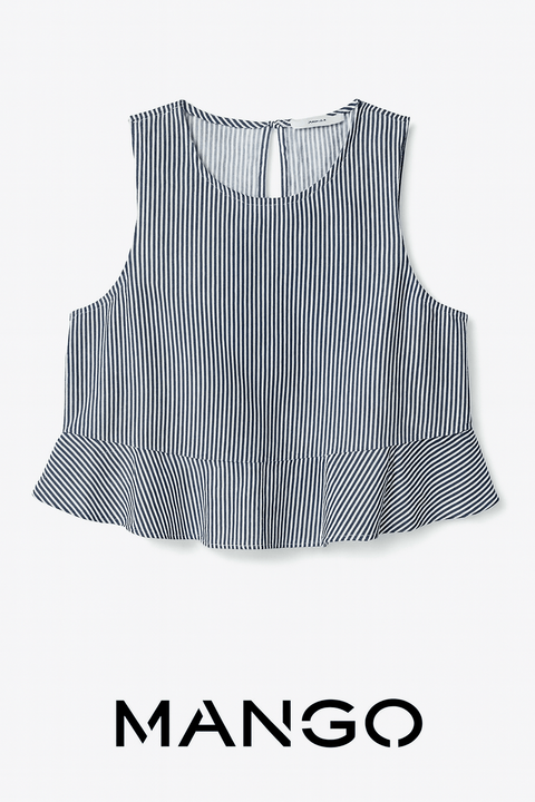 Mango Women's Blue Striped Sleeveless Top| Mango in Lebanon