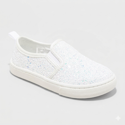 Cat & Jack Girl's White Sparkle Slip On Sneakers | Cat & Jack In Lebanon