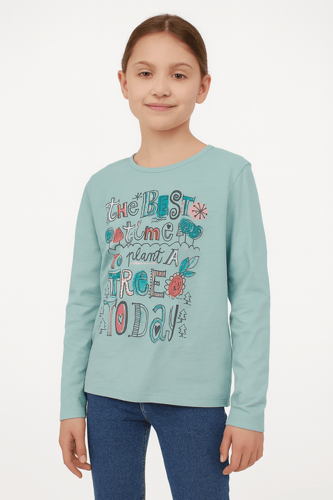 Boboli Girl's Mint Green Long-Sleeve Blouse| Boboli in Lebanon