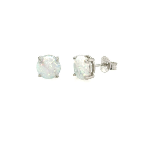 Macys Women's White Sterling Silver Created Opal Earrings | Macys In Lebanon
