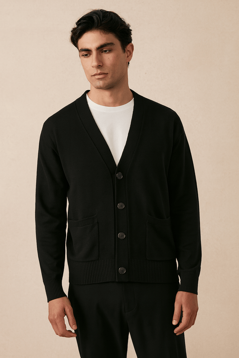 Jack & Jones Men's Black Knitted 2 Pocket Cardigan |Jack & Jones In Lebanon