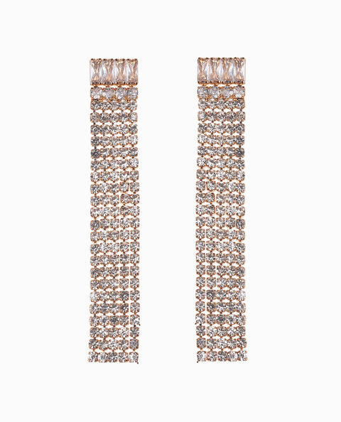 Nicole Miller Women's Gold Rhinestone Linear Earrings  |Nicole Miller in Lebanon