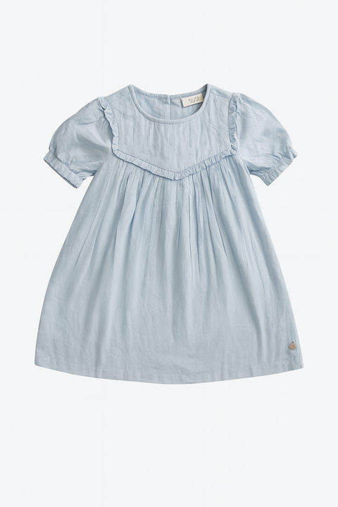 POMPdeLUX Girl's Light Blue Short Sleeve Dress | POMPdeLUX in Lebanon