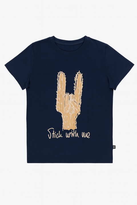 POMPdeLUX Girl's Navy Short-Sleeve T-shirt |POMPdeLUX in Lebanon