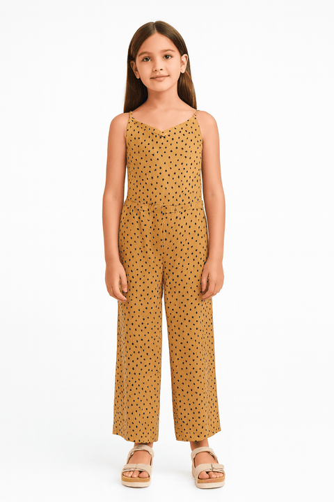 POMPdeLUX Girl's Camel  Cropped Jumpsuit  |POMPdeLUX in Lebanon