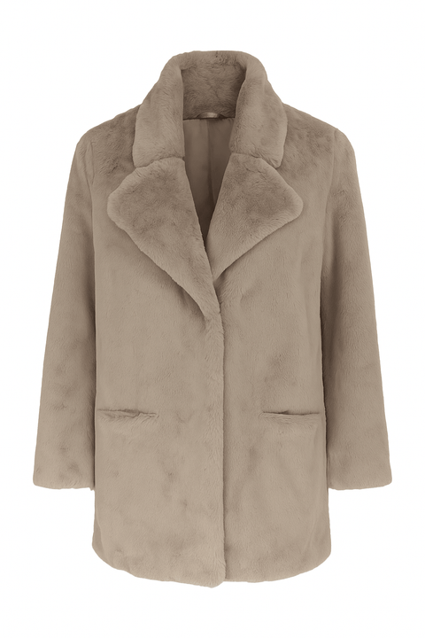 Eight2nine Women's Greige Faux Fur Winter Coat | Eight2nine In Lebanon