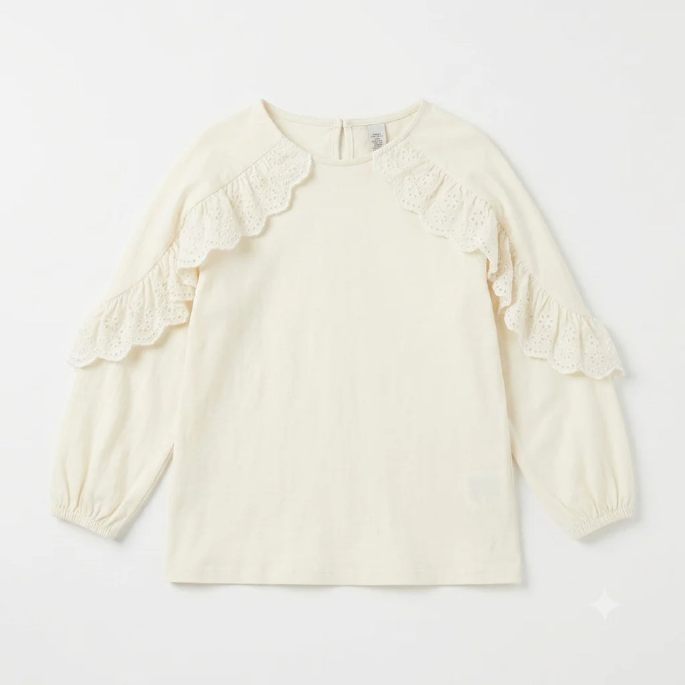 Zara Girl's Off White Eyelet Lace Ruffle Blouse | Zara In Lebanon