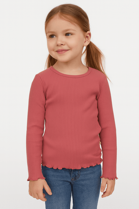 POMPdeLUX Girl's Dark Blush Lt Modal Long Sleeve Blouse| POMPdeLUX in Lebanon