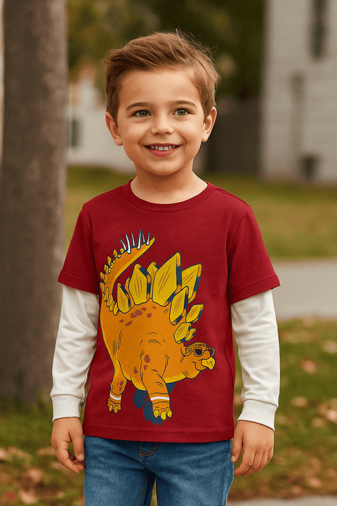 Carter's Boy's Plum Dinosaur Printed Long-Sleeve Blouse | Carter's In Lebanon