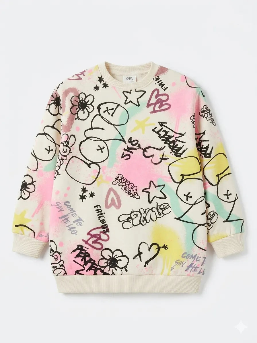 Zara Girl's Multicolor Printed Sweatshirt | Zara In Lebanon