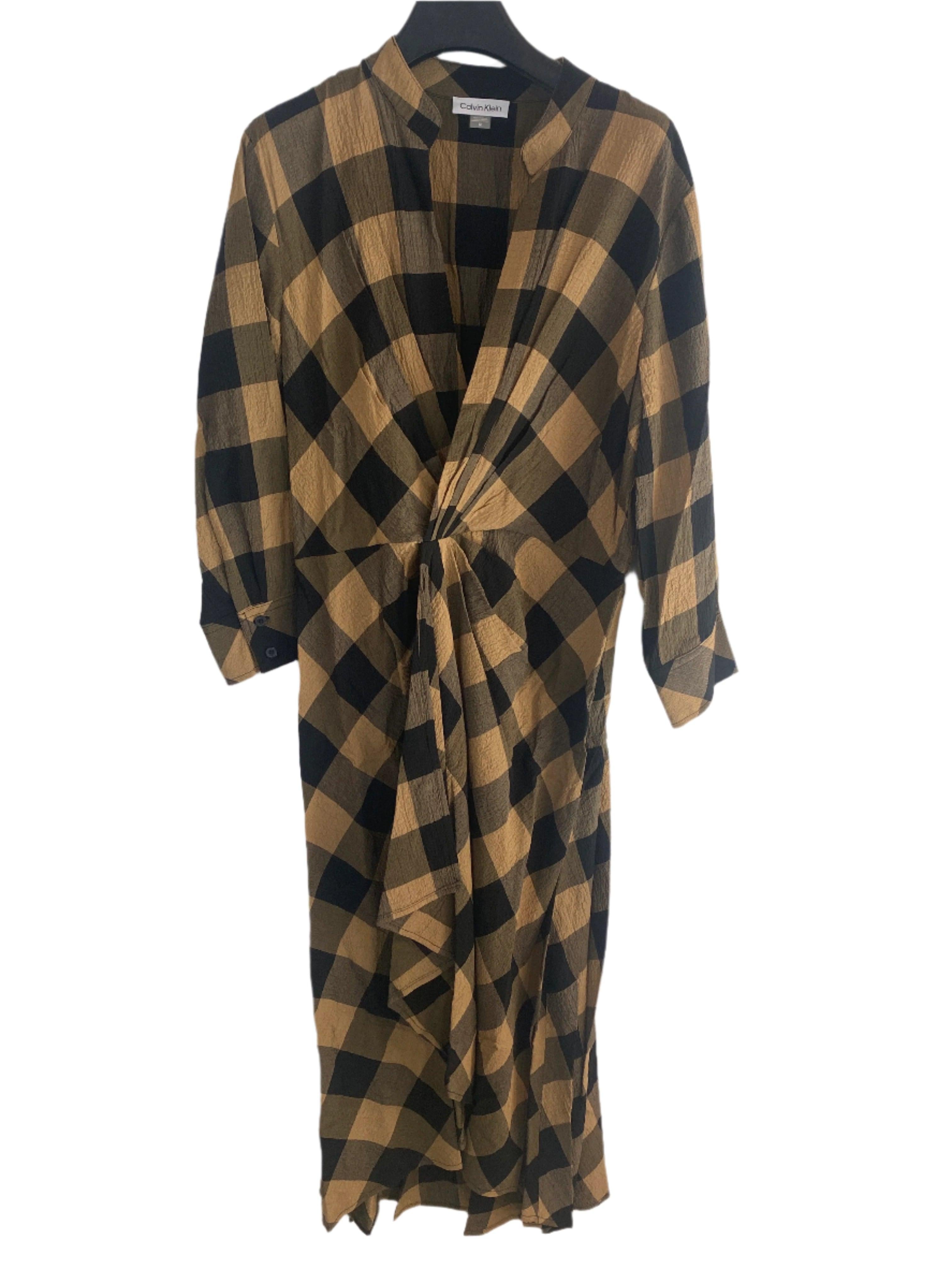 Calvin Klein Women's Brown Buffalo Long-Sleeve Dress |Calvin Klein in Lebanon