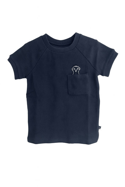 POMPdeLUX Baby Boy's Navy Short-Sleeve Round Neck T-Shirt | POMPdeLUX In Lebanon
