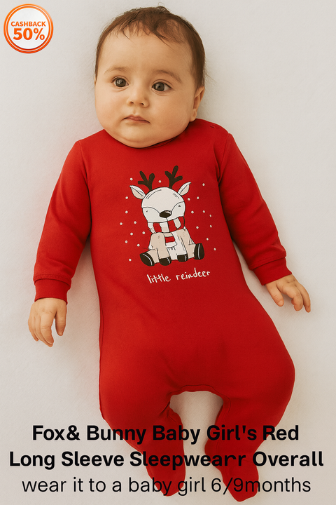 Sinsay Fox & Bunny Baby Girl's White & Red 2 Pack Long Sleeve Sleepwear Overall |Sinsay In Lebanon