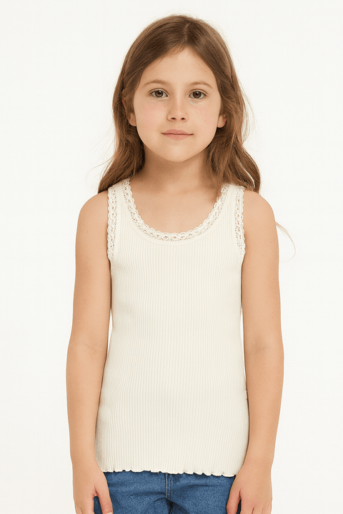 POMPdeLUX Girl's Off-White Tank Top | POMPdeLUX in Lebanon