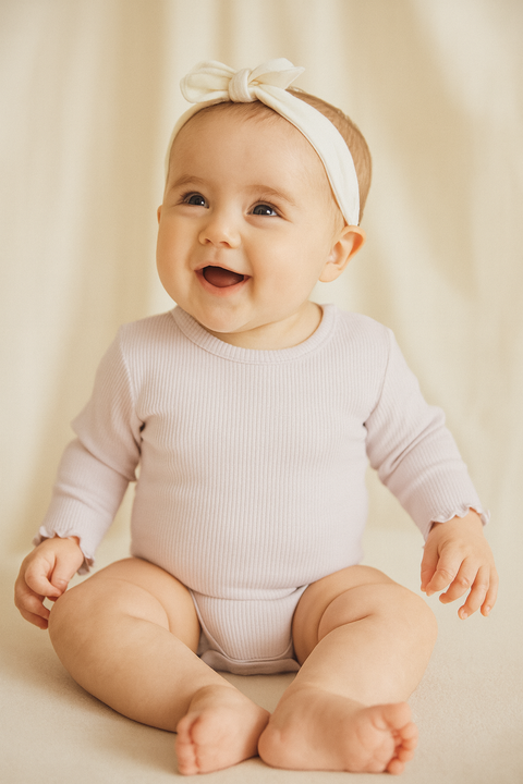 POMPdeLUX Baby Girl's Purple Long Sleeve Bodysuit| POMPdeLUX in Lebanon