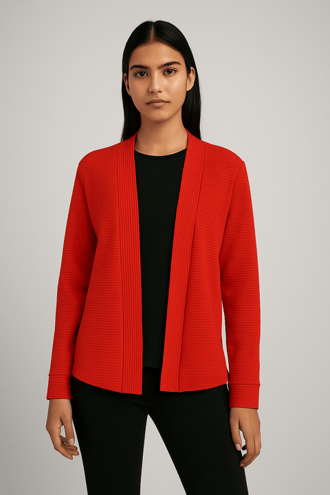 Zabai One Women's Red Ribbed Cardigan | Zabai One In Lebanon