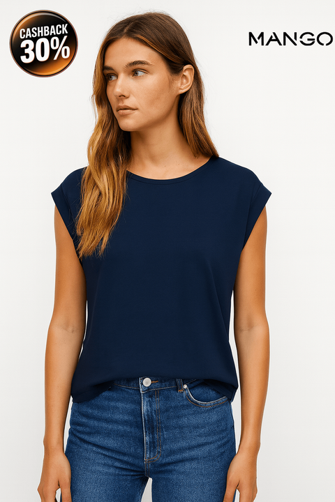 Mango Women's Navy  Sleeveless Top| Mango in Lebanon