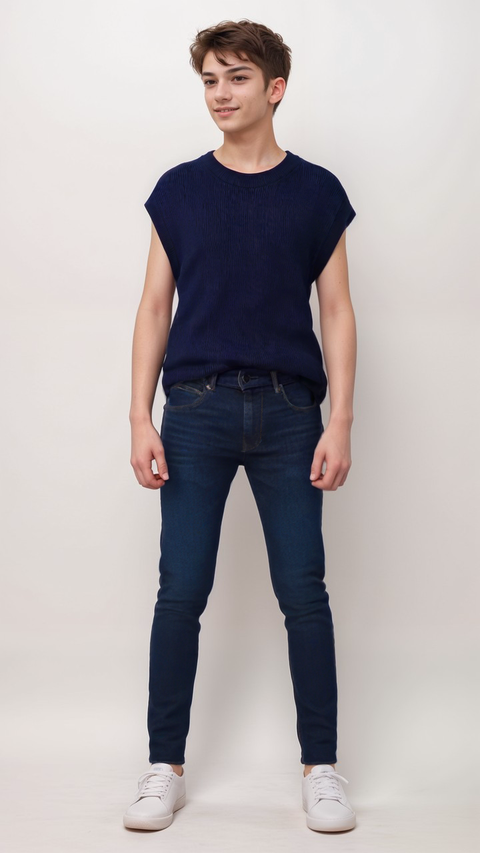 POMPdeLUX Boy's Navy Blue Knit Vest |POMPdeLUX in Lebanon