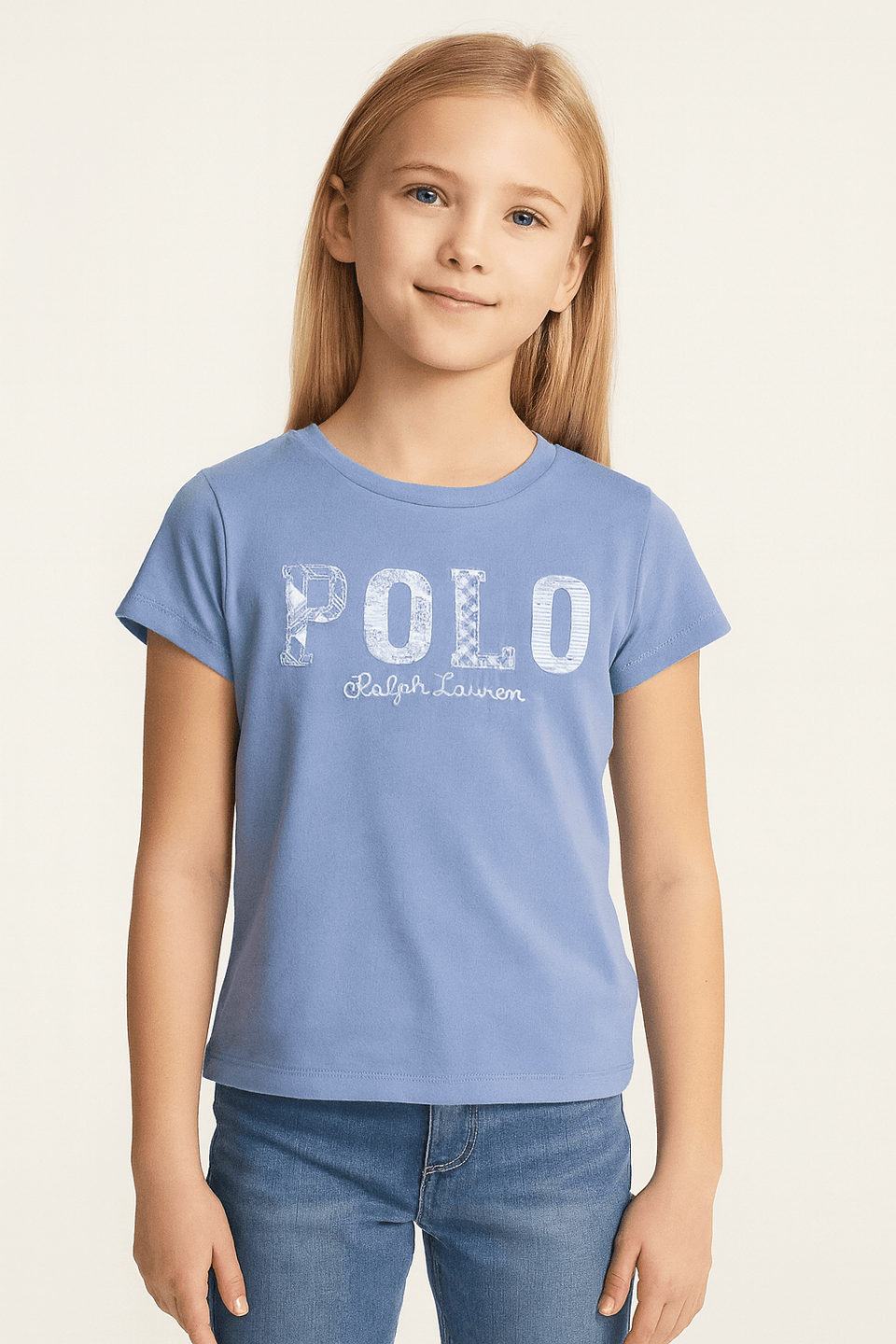 Polo Ralph Lauren Girl's Blue Mixed-Logo Cotton T-Shirt|Polo Ralph Lauren In Lebanon