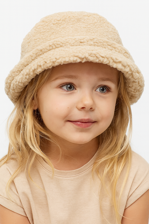 POMPdeLUX Girl's Beige Cecilie Faux Bucket Hat|POMPdeLUX in Lebanon