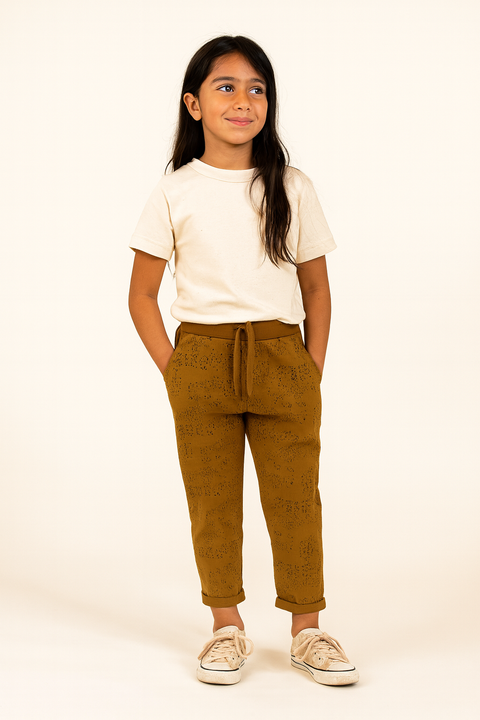 POMPdeLUX Girl's Camel Organic Jersey Sweatpants | POMPdeLUX in Lebanon