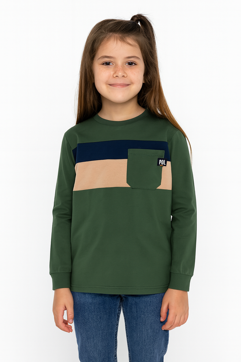 POMPdeLUX Girl's Green Long Sleeve Blouse| POMPdeLUX in Lebanon
