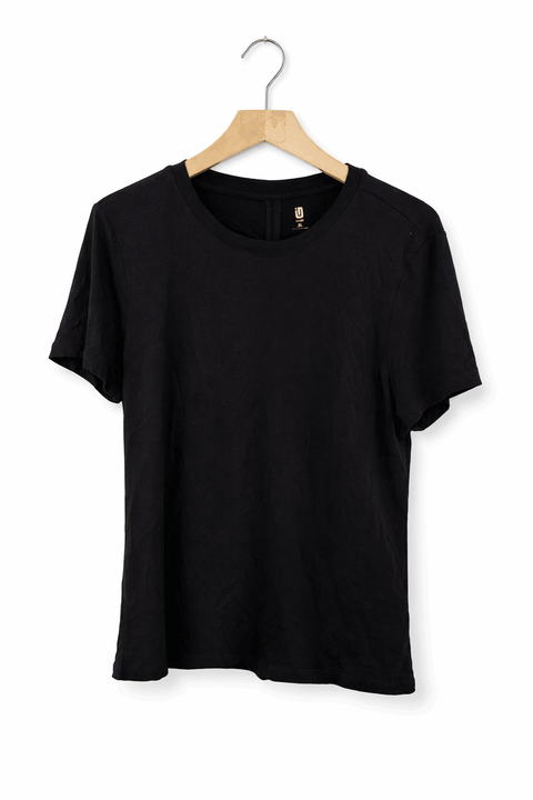 ID Ideology Women's Black Textured Short Sleeve T-Shirt | ID Ideology In Lebanon