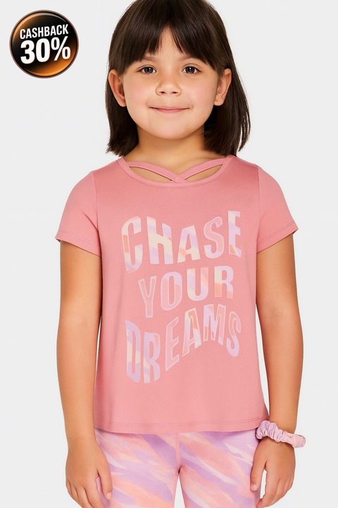 Ideology Girl's Pink Chase Your Dream Graphic T-Shirt |Ideology In Lebanon